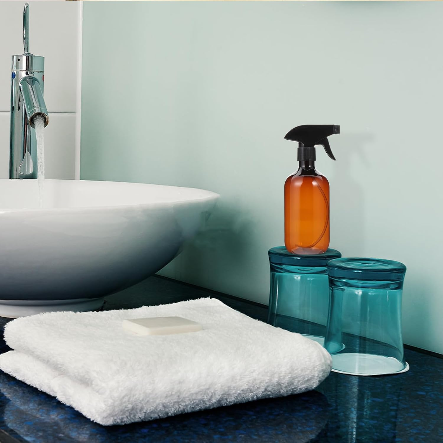 GRADENEVE Pet Plastic Spray Container 4 Pack 500Ml Amber Bottles for Outdoor Cleaning and Liquid Storage