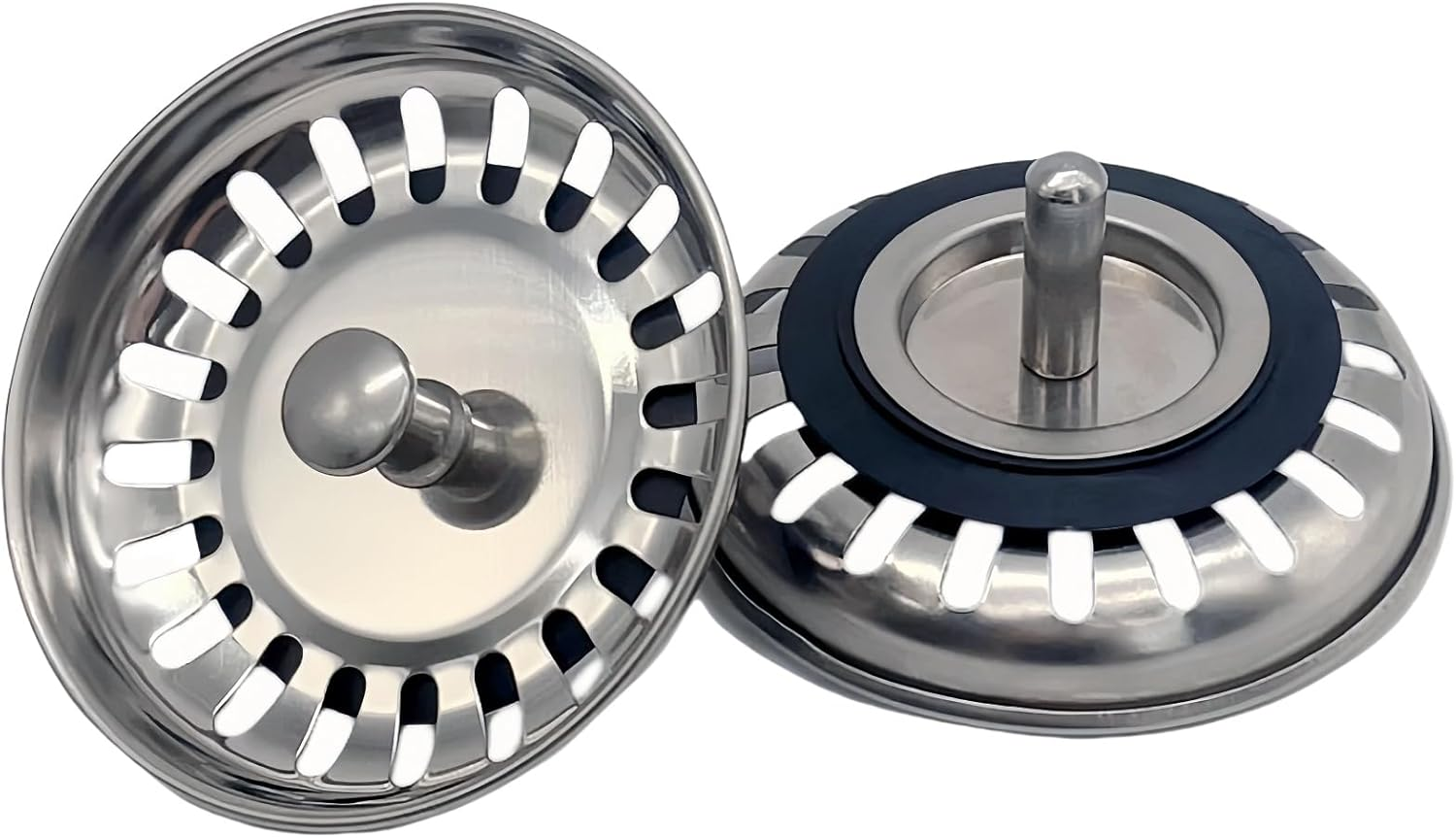 Castaic 2 Pcs Kitchen Sink Strainer Plug,Stainless Steel Kitchen Sink Stopper,Waste Plug Drain Stopper Basket Filte,Hole Diameter: 78Mm (Silver-2 Pack) image number 2