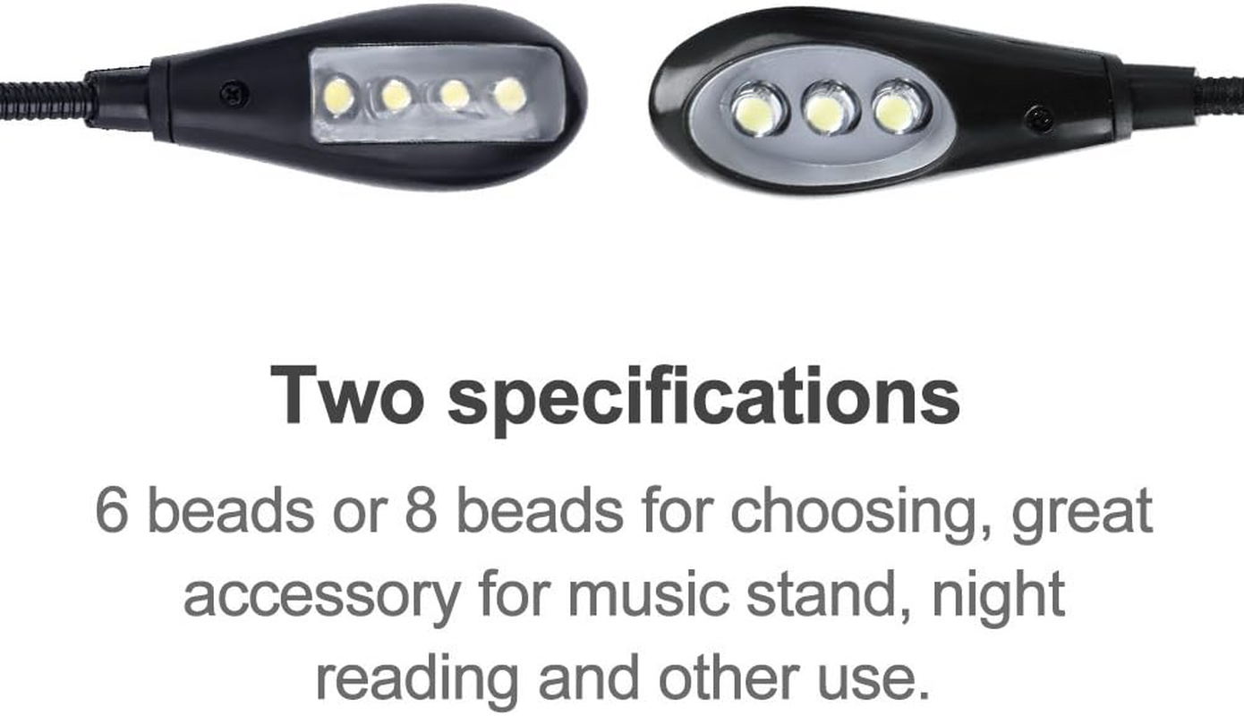 Music Stand Light Clip On, LED Musician Lamp, Rechargeable Super Bright Clip on Piano Lamp with Adjustable Neck, Dual Heads Book Light for Piano, Reading, Sewing (6 Lights) image number 5