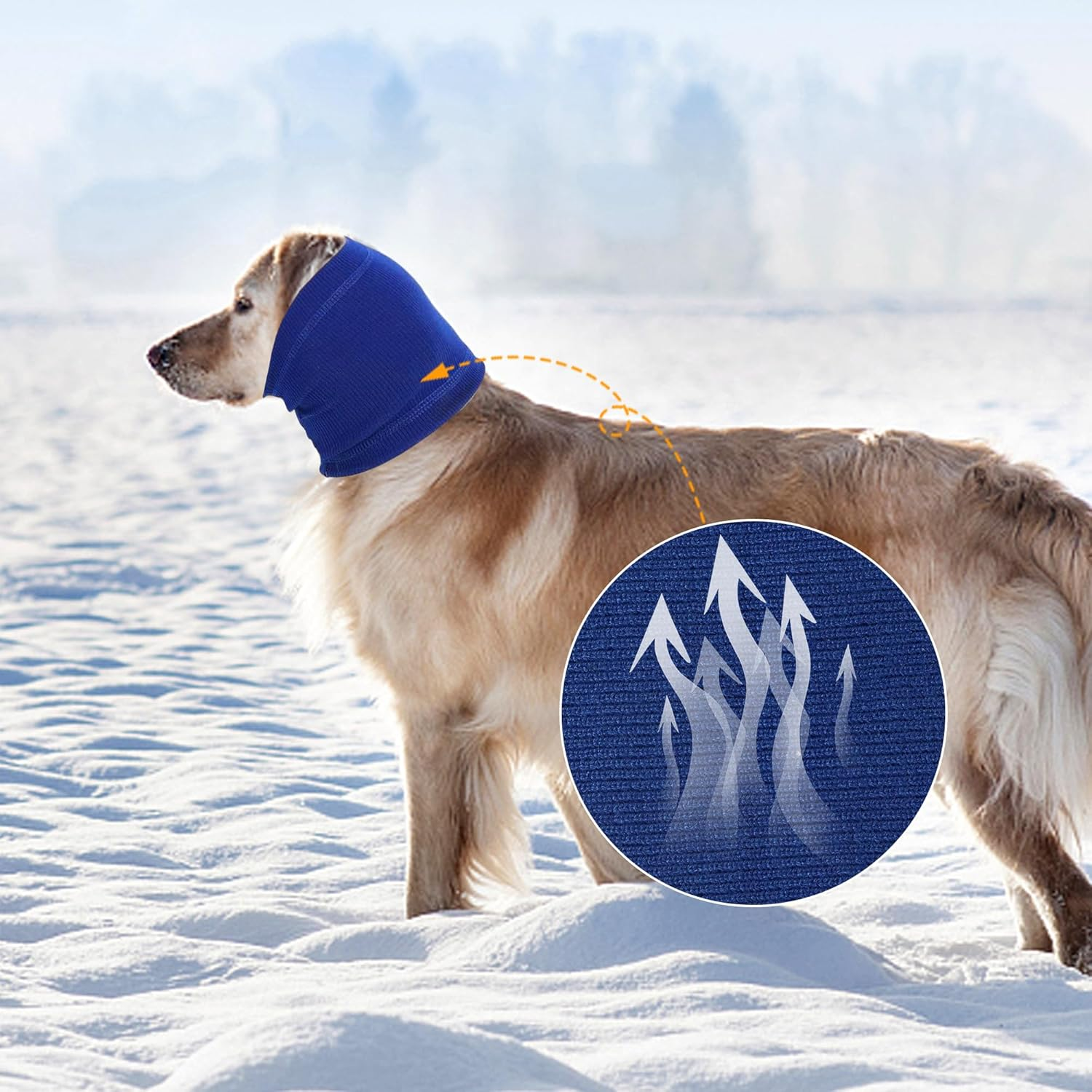 Dog Snood Neck Soft Dog Hoodie Breathable Dog Head Wrap Ear Cover Warmer Earmuffs for Noise Grooming Anxiety Calming M(Neck Circumference12-20In) (Dark Blue&Gray) image number 6