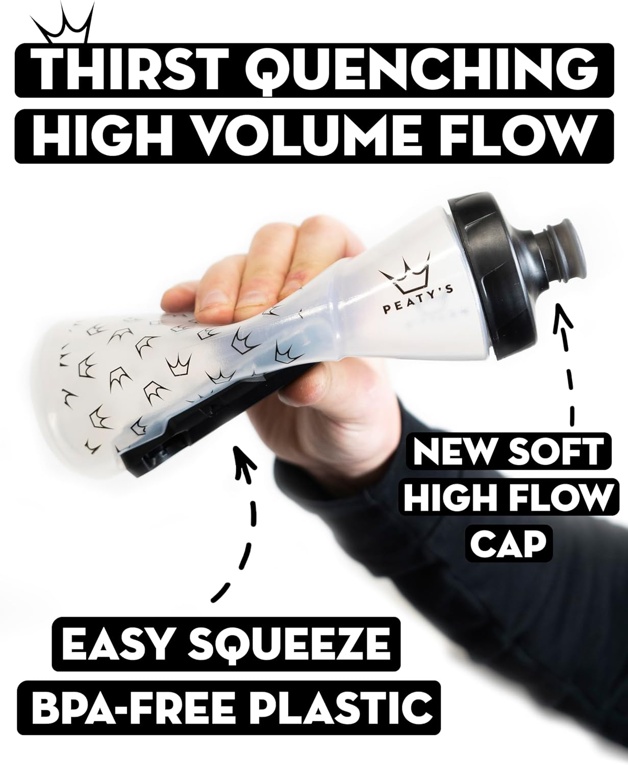 Peaty'S X Fidlock Lockin Magnetic 600Ml Bike Water Bottle & Mount, Bicycle Drink Bottles, Cycle Accessories for Mountain Biking & Cycling, Premium Alternative to Cage, Twist & Release - Crown Smoked