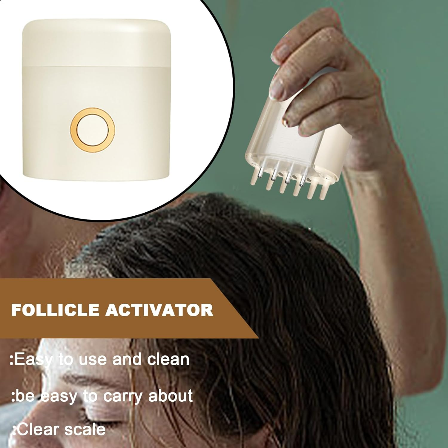 Electric Hair Applicator, Rechargeable Scalp Massager, 2.44X2.32X1.38 Inches, Waterproof Oil Brush, PE Massage Comb, 5Ml Tank Applicator Tool, Haircare Gadget for Women Men Daily image number 2