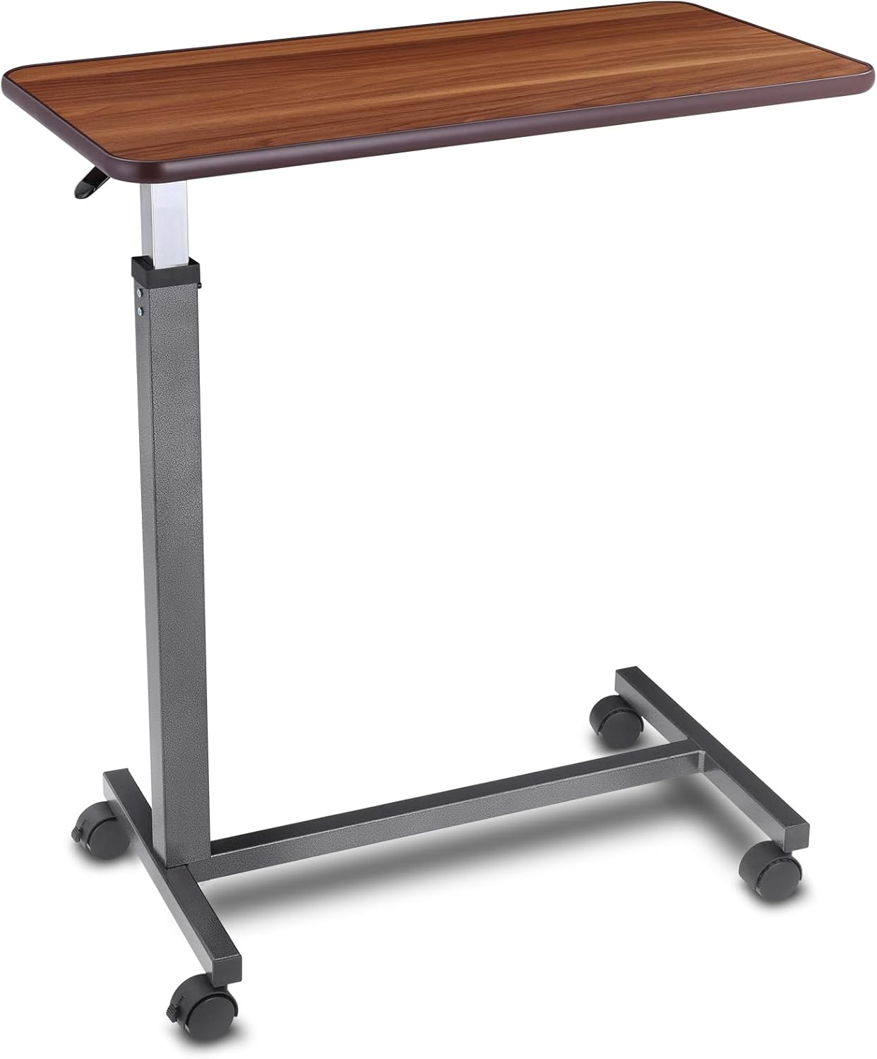 Altus Overbed Table Gas Lift Mechanism Steel Frame Laminate Top Walnut image number 1