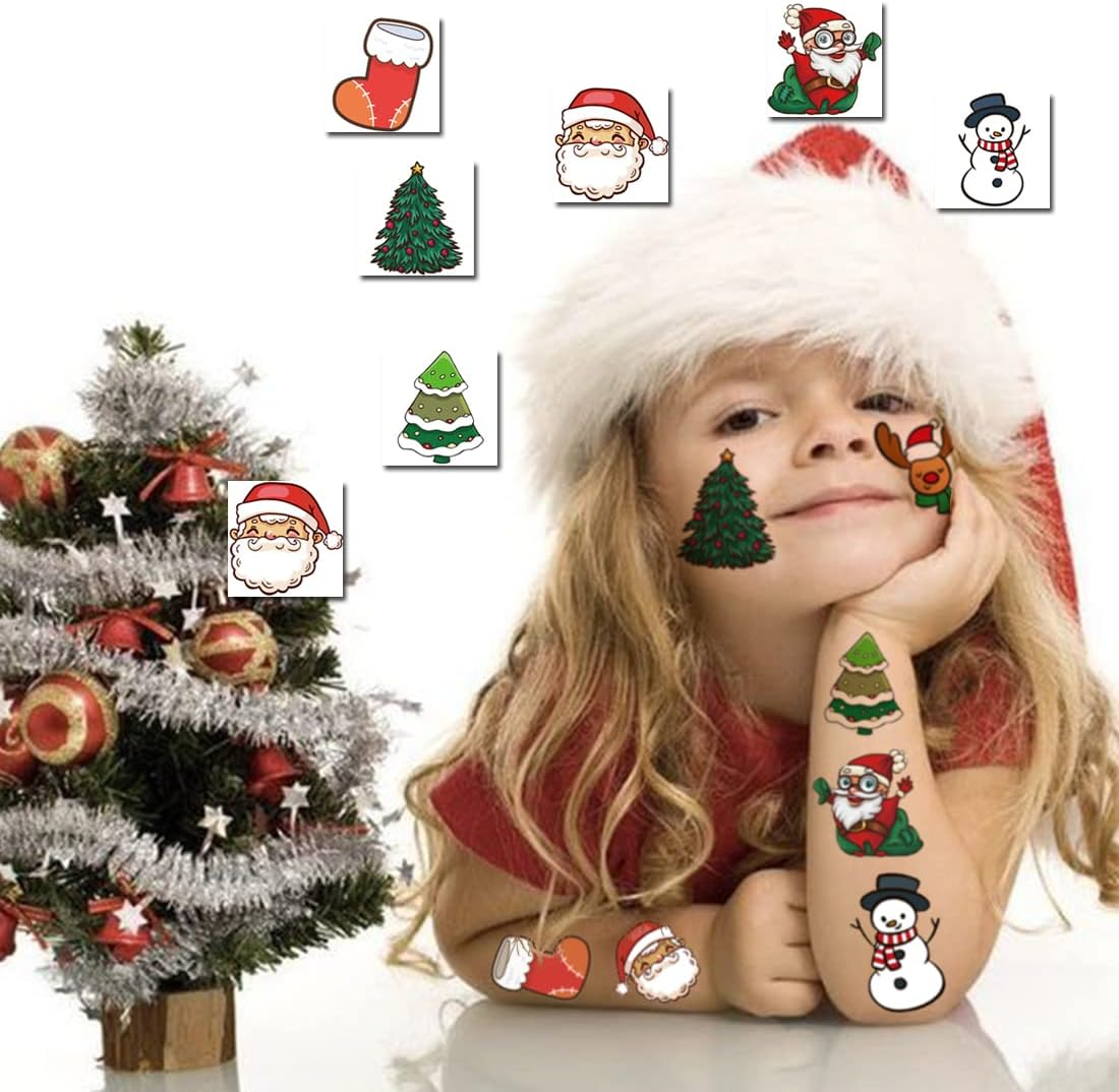 Christmas Temporary Tattoos for Kids - 148 PCS Christmas Individual Tattoos for Kids Christmas Xmas Party Favors, Stocking Stuffer, Christmas Eve Gift image number 2