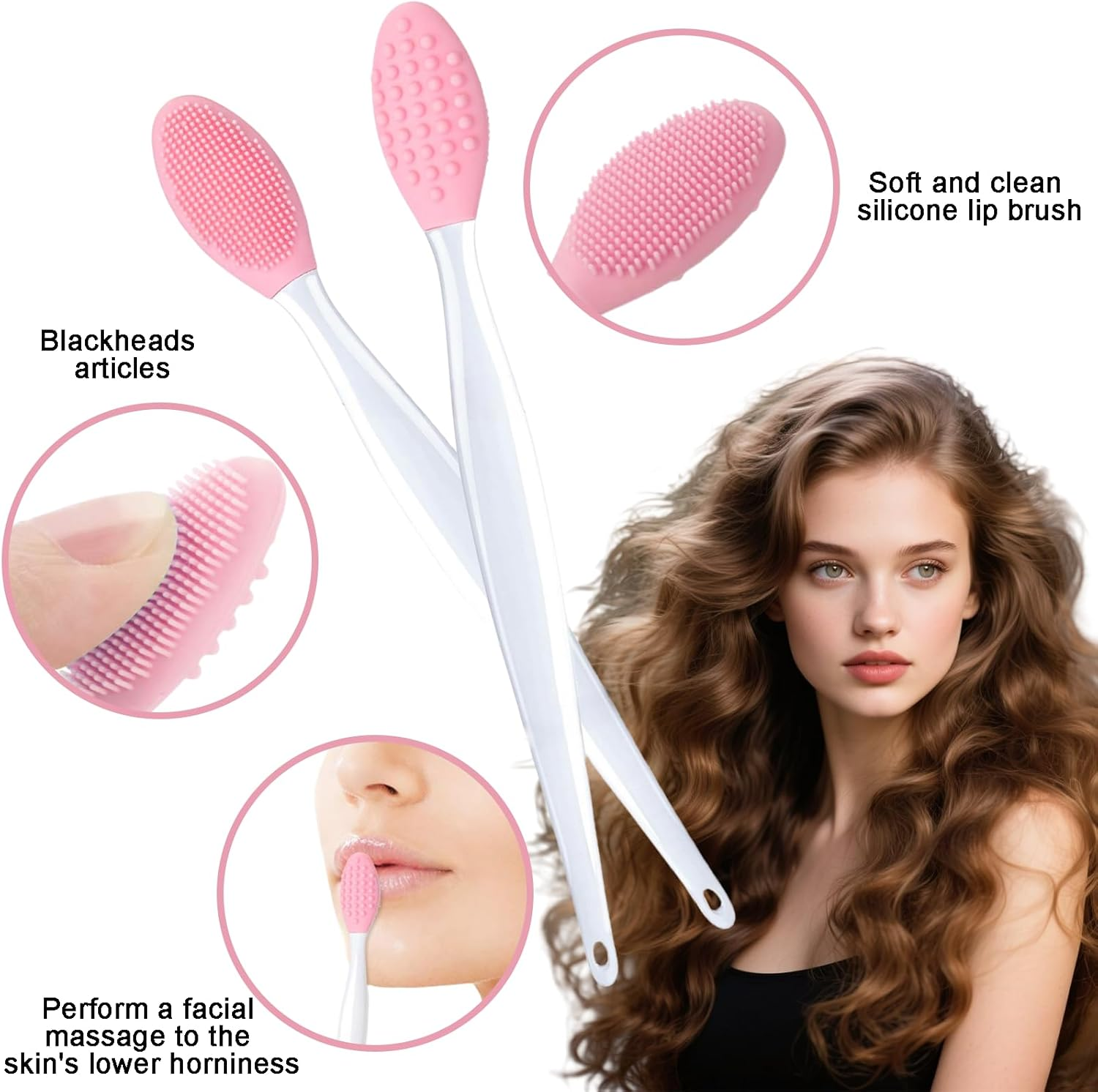 Treayes 4 Pack Lip Scrub and Exfoliator - Brushpore Scrubber and Face Scrubber, Double-Sided Soft Silicone Brush for Fuller Lip Appearance and Facial Cleansing image number 5