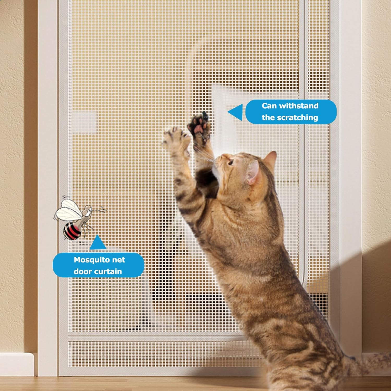 SOONHUA Pet Screen Door with Zipper for Living Room Kitchen Bedroom Patio Dog Cat Scratch Resistant image number 2