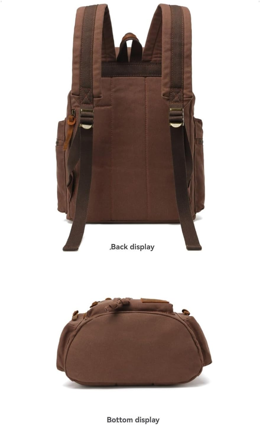 Oimzzr High Ty Canvas Vintage Backpack - for School Travel 12-15" Laptop Backapcks for Men Casual Daypacks Rucksack image number 5