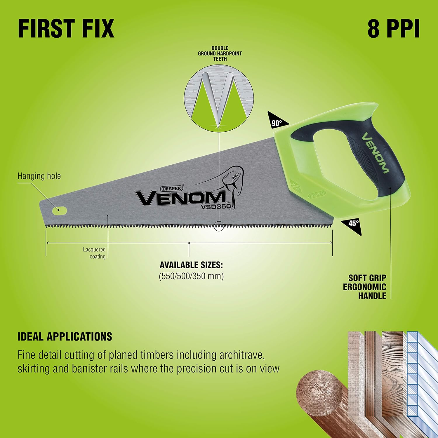 Draper 82196 Venom 550Mm 8Ppi Hp Hand Saw