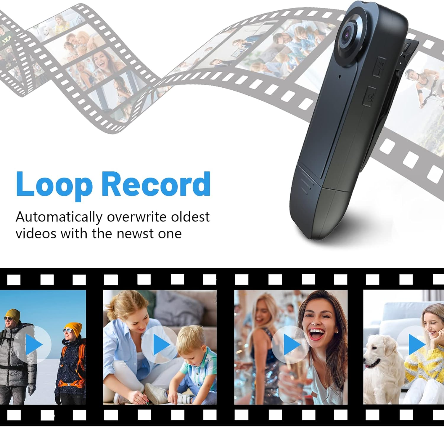 Asdraw Mini Body Camera 【Upgrade】 64GB 1080P HD Body Camera Wearable Camcorder with Night Vision IR & Loop Record, 4-6 HR Battery Life for Daily Records, Cycling, Delivery/Serving Jobs