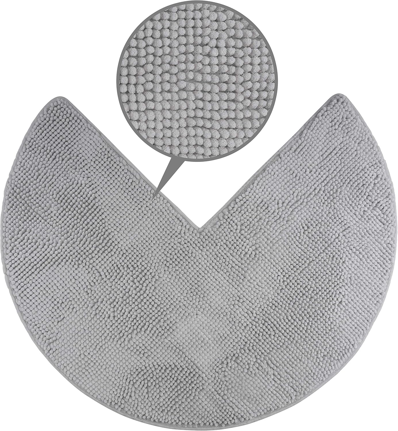 Fluffy&reg; Bath Mat for Corner Showers, Made of Chenille, with Non-Slip Bottom (Round | Inner Dimensions 45 X 45 Cm, Grey) image number 2