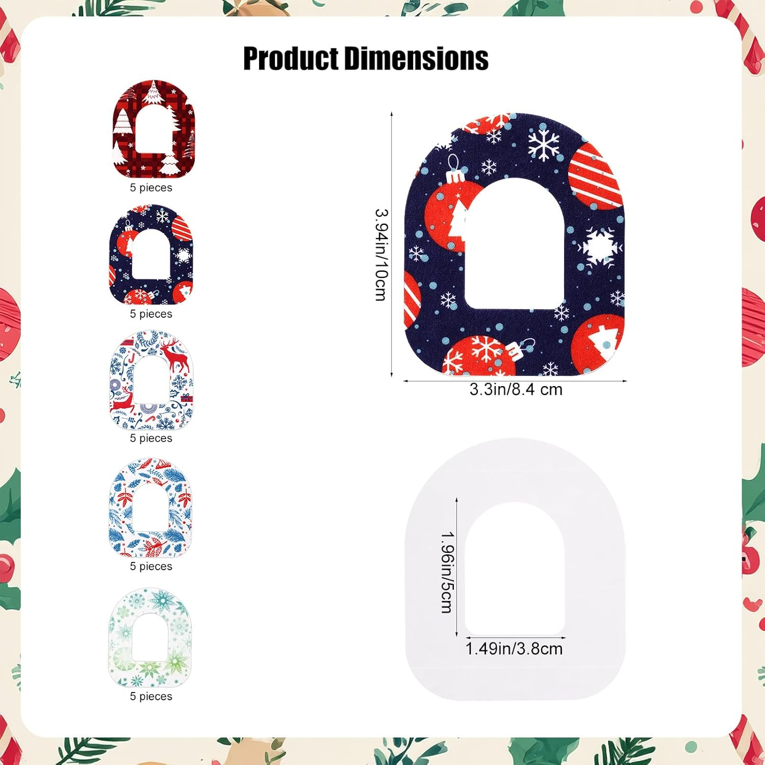 25Pcs Sensor Patches for Omnipod 5, Christmas Adhesive Patches CGM Overpatches Sensor Covers for Omnipod 5 (5 Styles) image number 2