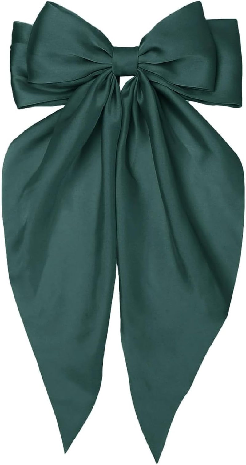 Hair Bows for Women Clips Big Hair Bow Ribbon, Long Silky Satin Ribbon Bows for Oversized,Light Blue Large Hairbow Barrettes Coquette Hair Accessories for Women Girls Aesthetic