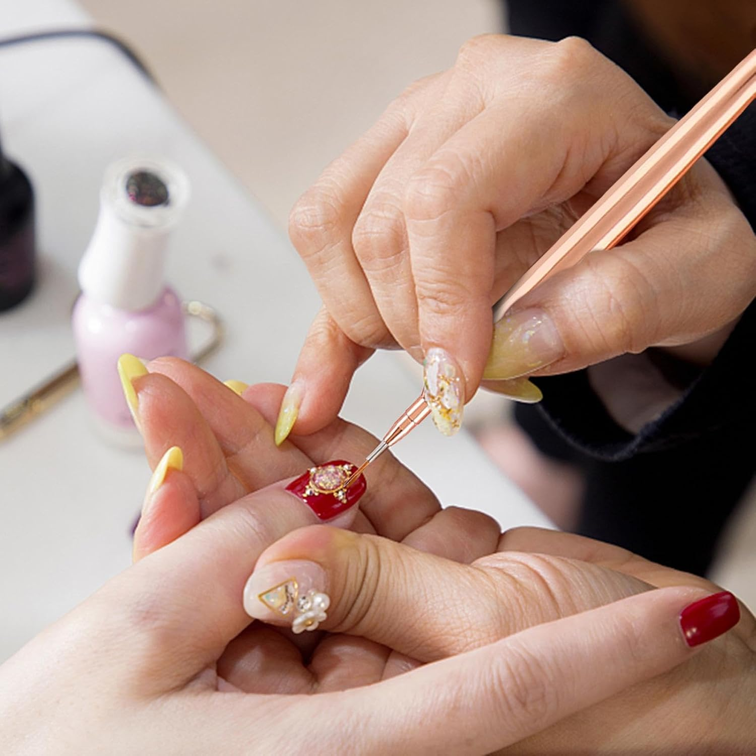 Liner Brushes | Striping Brushes Nail Drawing Set,5/8/13/20/25Mm Detail Drawing Brush, Painting Art Design Set for Long Lines, Professional Nail Puchen image number 2