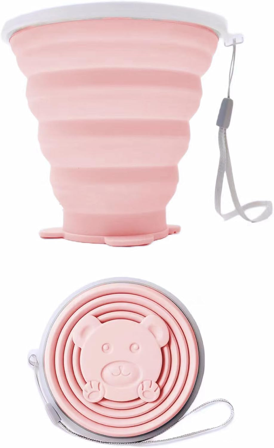 DAWOOWF 270Ml Collapsible Travel Mug with Plastic Lid Collapsible Cup BPA Free Silicone Reusable Travel Mug for Picnic, Camping, Hiking and Travel image number 2