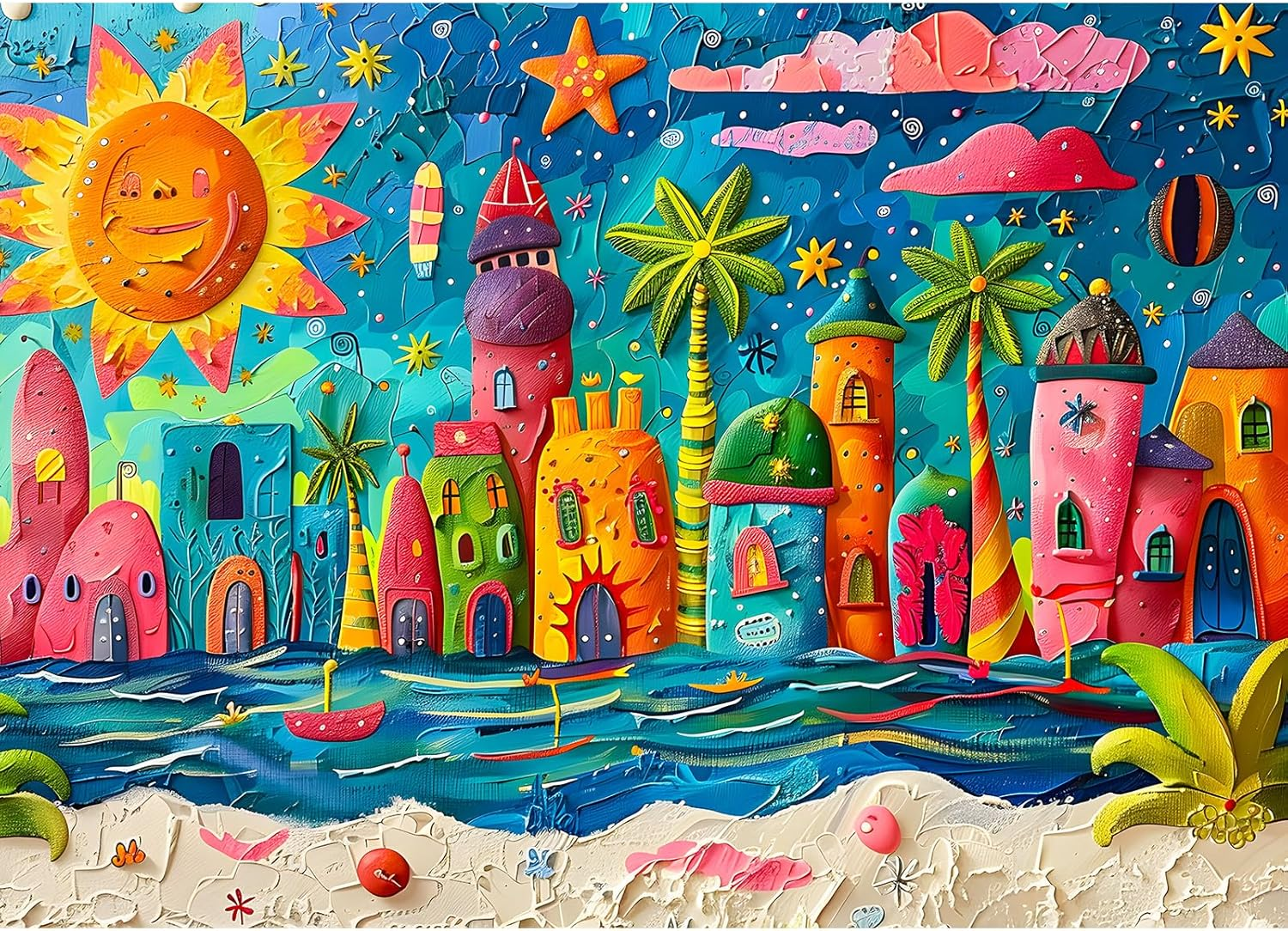 HUADADA Jigsaw Puzzles for Adults 1000 Pieces Jigsaw Puzzle for Adults Interesting Toys Brain Teaser Jigsaw Puzzles Birthday Graduation Gifts, Impossible Puzzle, Challenging Game - Colorful Harbour