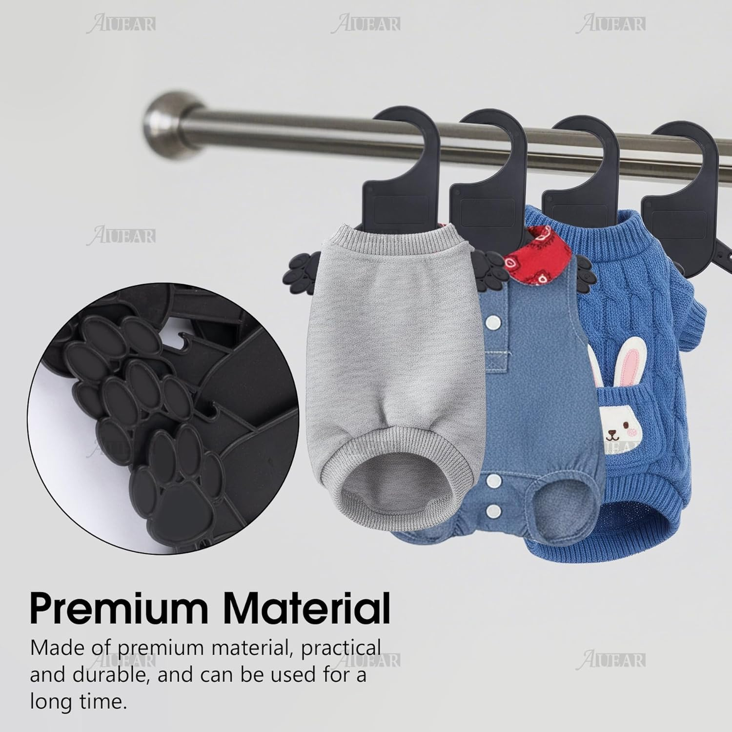 AUEAR, 10 Pack Plastic Pet Clothes Rack Hangers for Dog Puppy Cat Toddler Small Coat Hanger image number 5