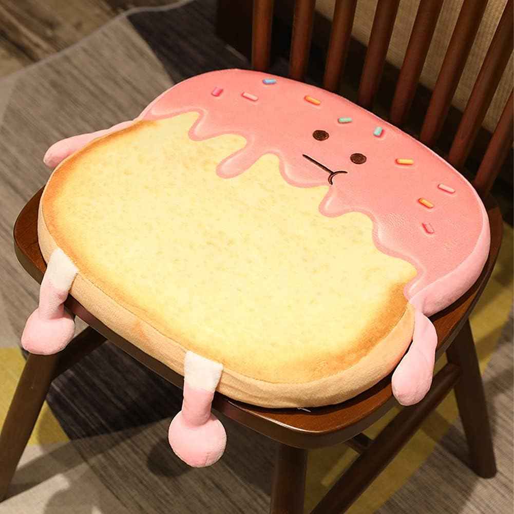Toast Seat Cushion Cute Chair Pillow Pads Memory Foam with Removable Cover Gaming Chair Office Home Bedroom Shop Restaurant Decor (Strawberry)