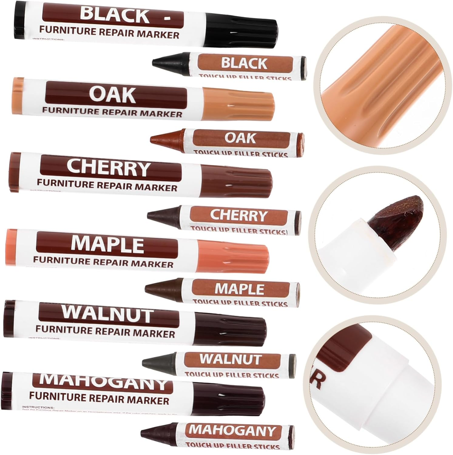 Furniture Touch-Up Markers Wood Scratch Repair Markers Paint for Wood Floor Repair Kit Furniture Maker Convenient Drawing Pens image number 6