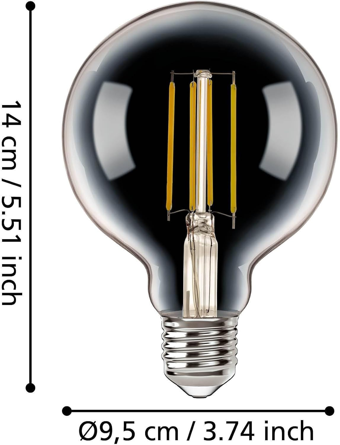 EGLO Connect.Z Smart Home E27 LED Filament Light Bulb, G95, Zigbee, App and Voice Control, Dimmable, Warm White, 806 Lumen, 6 Watt, Vintage Lightbulb Transparent
