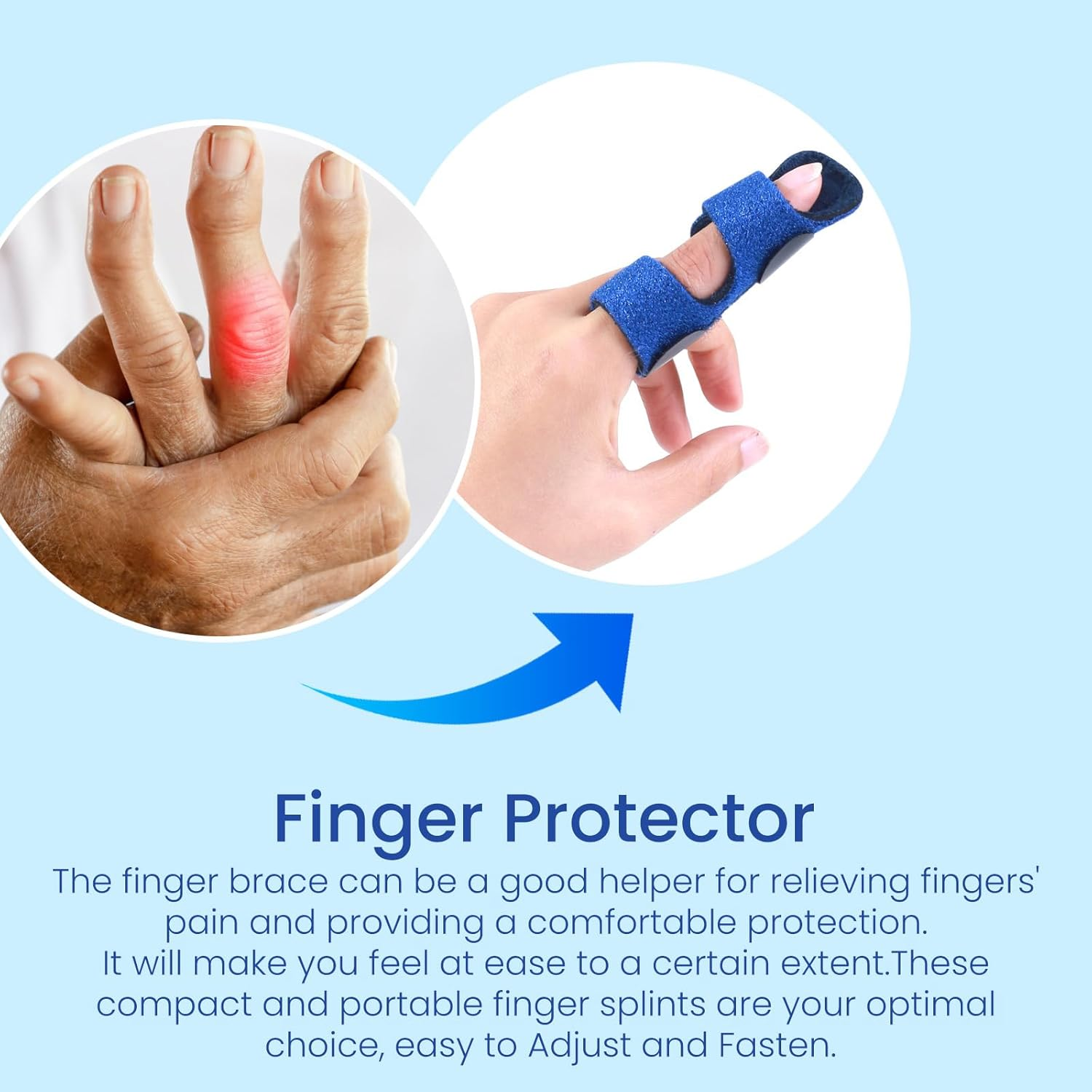 3 Pcs Finger Splints, Adjustable Trigger Finger Splint Breathable Finger Straightener for Bent Fingers Mallet Finger Splint for Broken Pinky Little Middle Thumb Finger image number 4