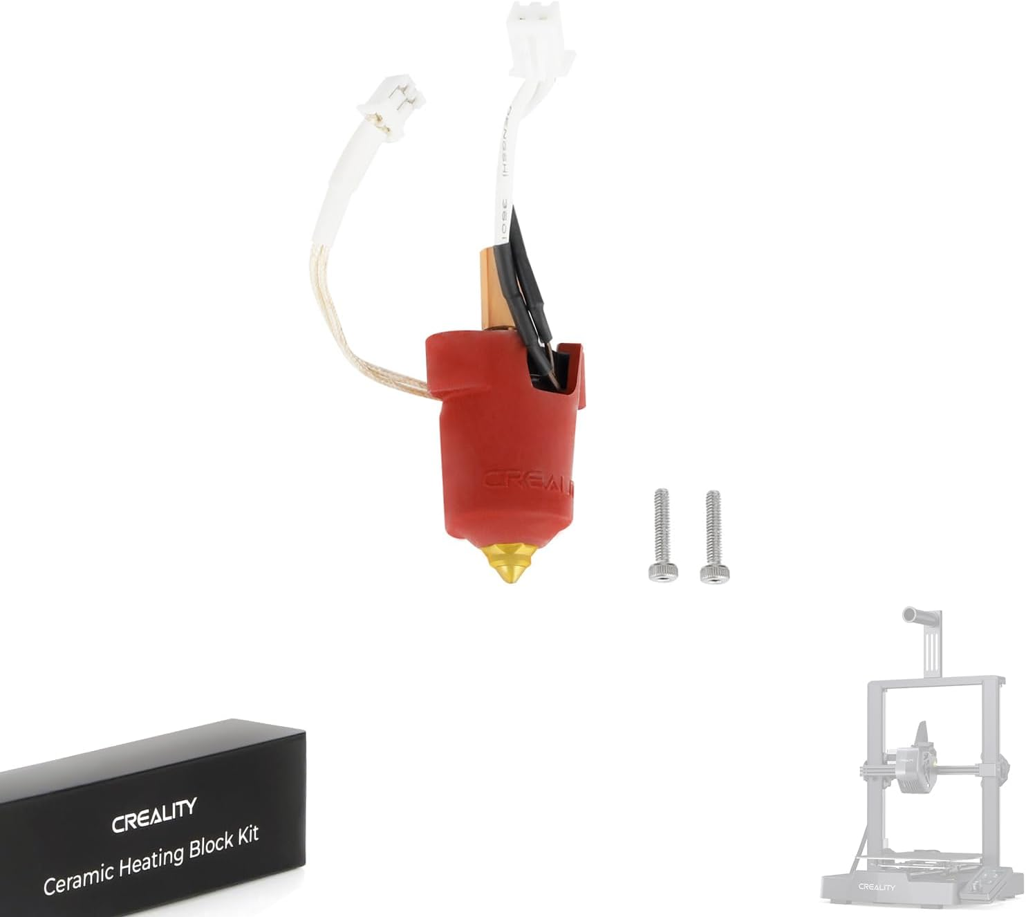 Creality Ender-3 V3 KE Ceramic Heating Block Kit, 300&deg;C High Temperature Resistance, Easy to Install, High Thermal Conductivity & High Flow Printing, 3D Printer Accessories for Ender-3 V3 KE image number 3