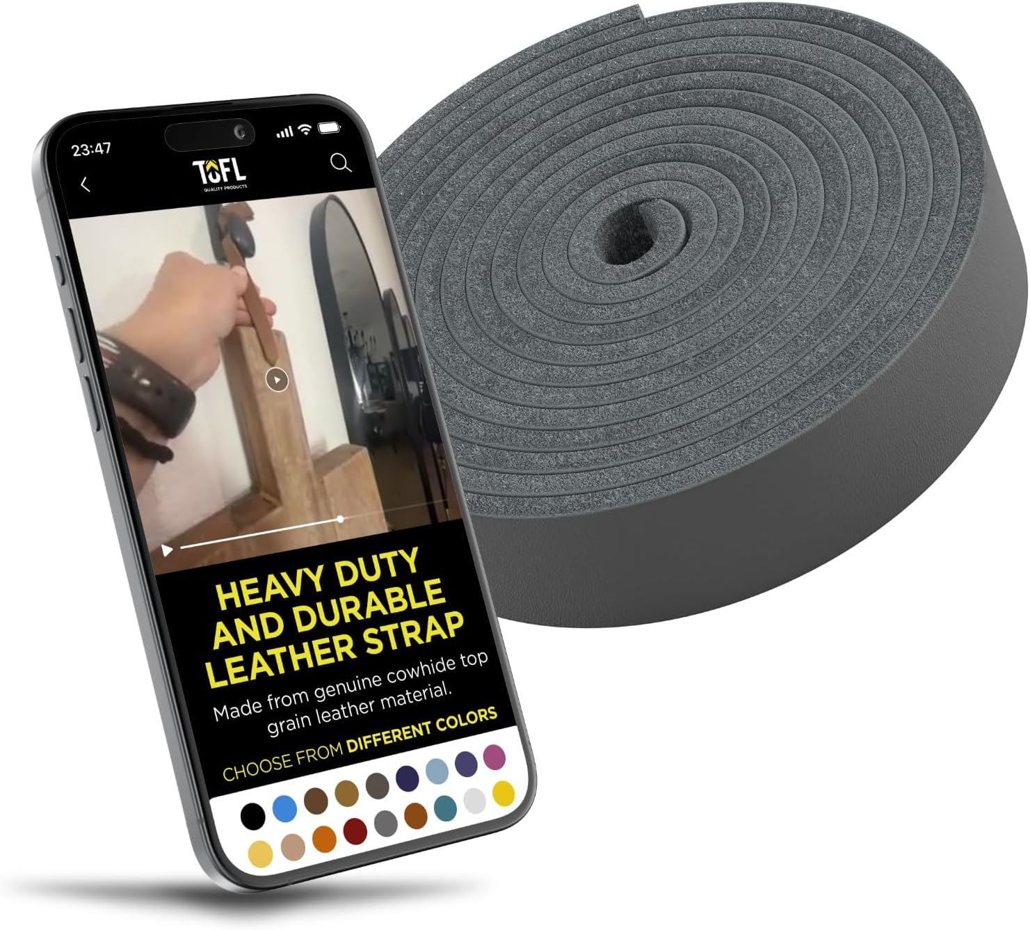 TOFL Leather Strap Medium Brown ? Inch Wide 72 Inches Long image number 3