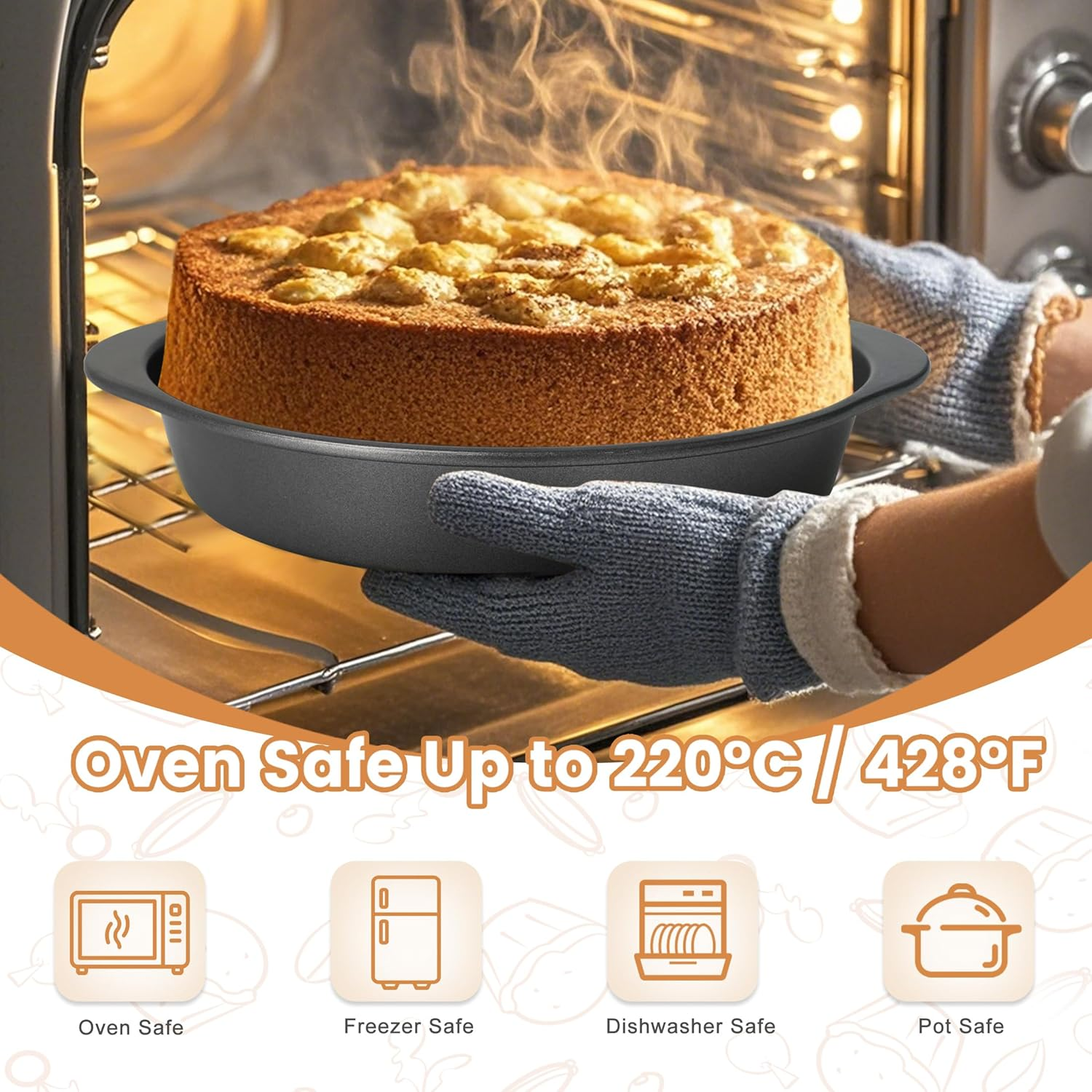 BEWOS 9 Inch Cake Pan Set - Black image number 6