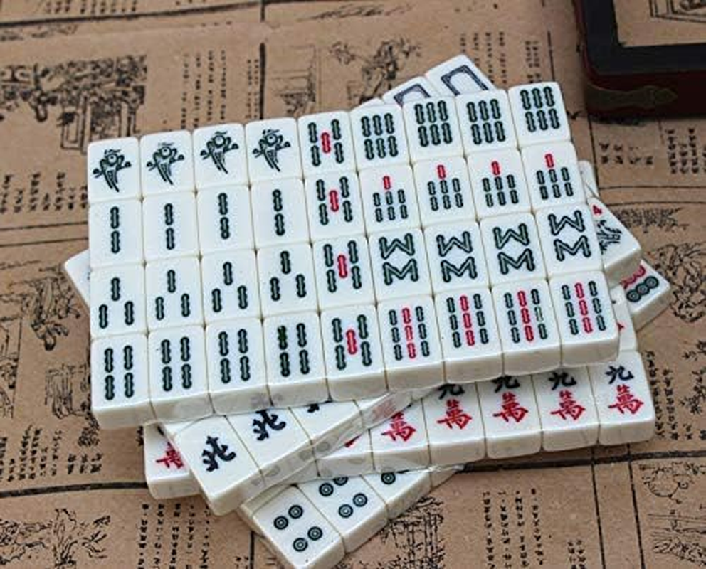 Chinese Mahjong Set - with 146 Tiles, 2 Dice Chinese Style Game for Travel, Family Gathering, Party image number 1
