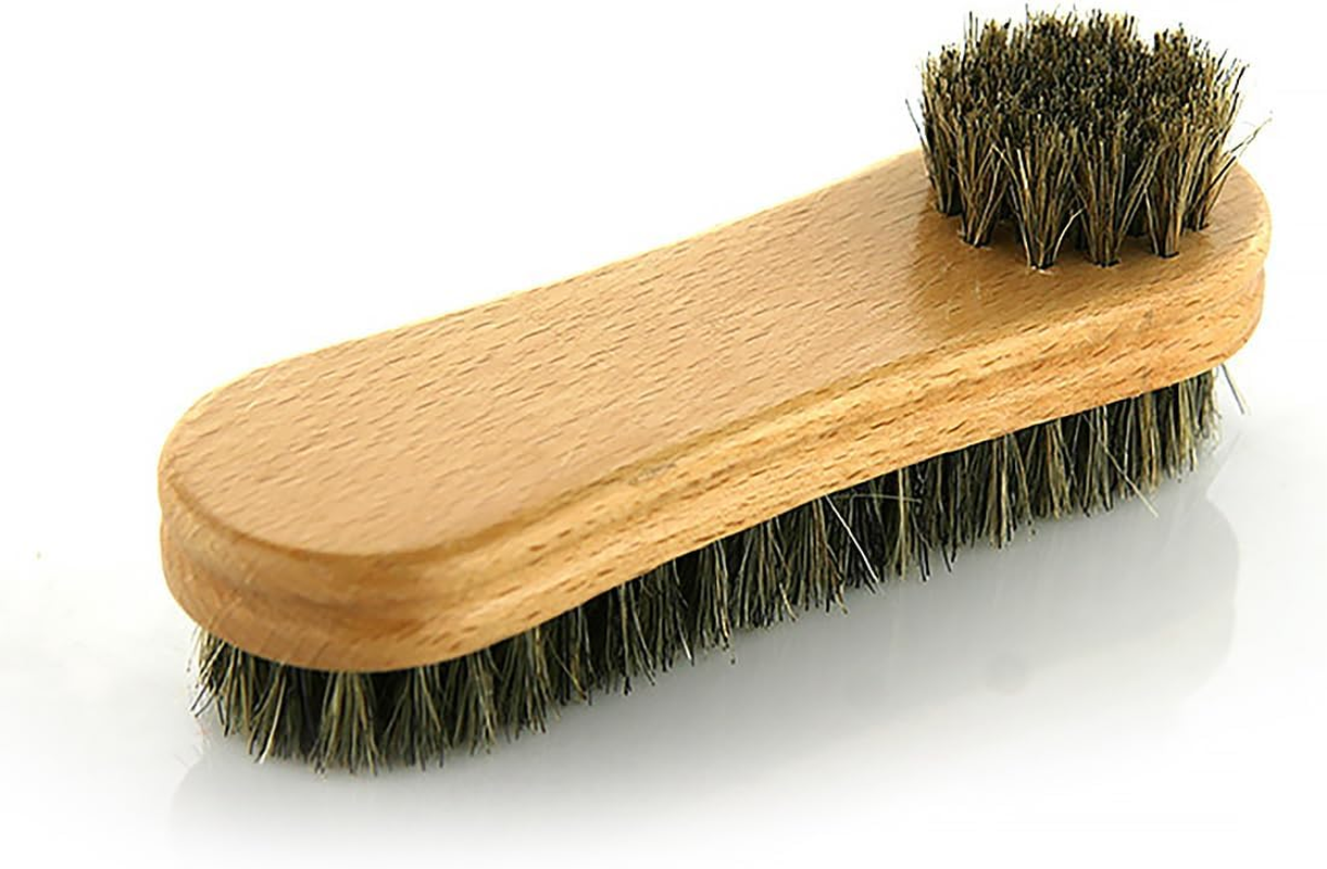 AIMALL Double-Sided Beech Wood Shoe Brush with Natural Pig Bristles, Premium Shoe Polishing and Cleaning Brush for Suede and Leather image number 5
