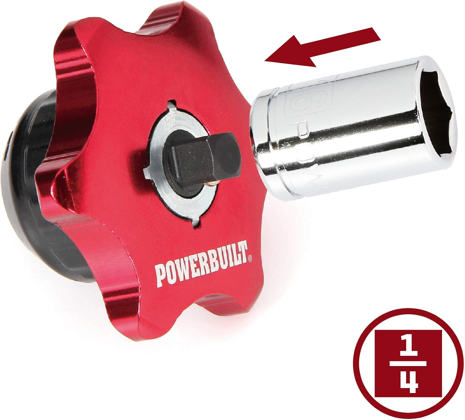 Powerbuilt 1/4-Inch Drive 2 in 1 Thumb Ratchet & Bits Driver, Finger Ratchet,Red,941248 image number 1