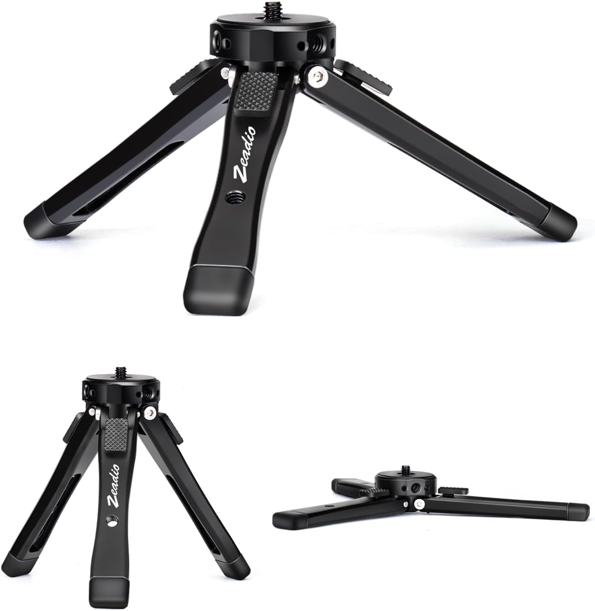 Zeadio Heavy Duty Mini Metal Tripod Stand - Universal Small Table Tripod for Camera, Gimbal, Action Cam, Camcorder, Microphone, LED Light, Etc(40Kg/88Lb Load) image number 2