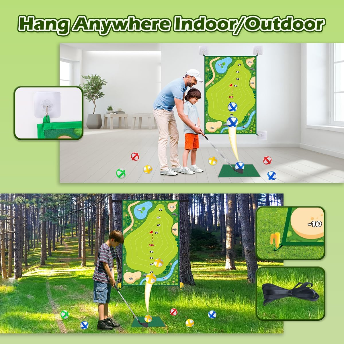 Kaekid Kids Golf Toys Set, Indoor Outdoor Sport Toy,Golf Hitting Mat & Training Golf Balls & Club Equipment, Golf Chipping Games for Family, Birthday Gifts for 3 4 5 6 7 8 Year Olds Boys Girls image number 2