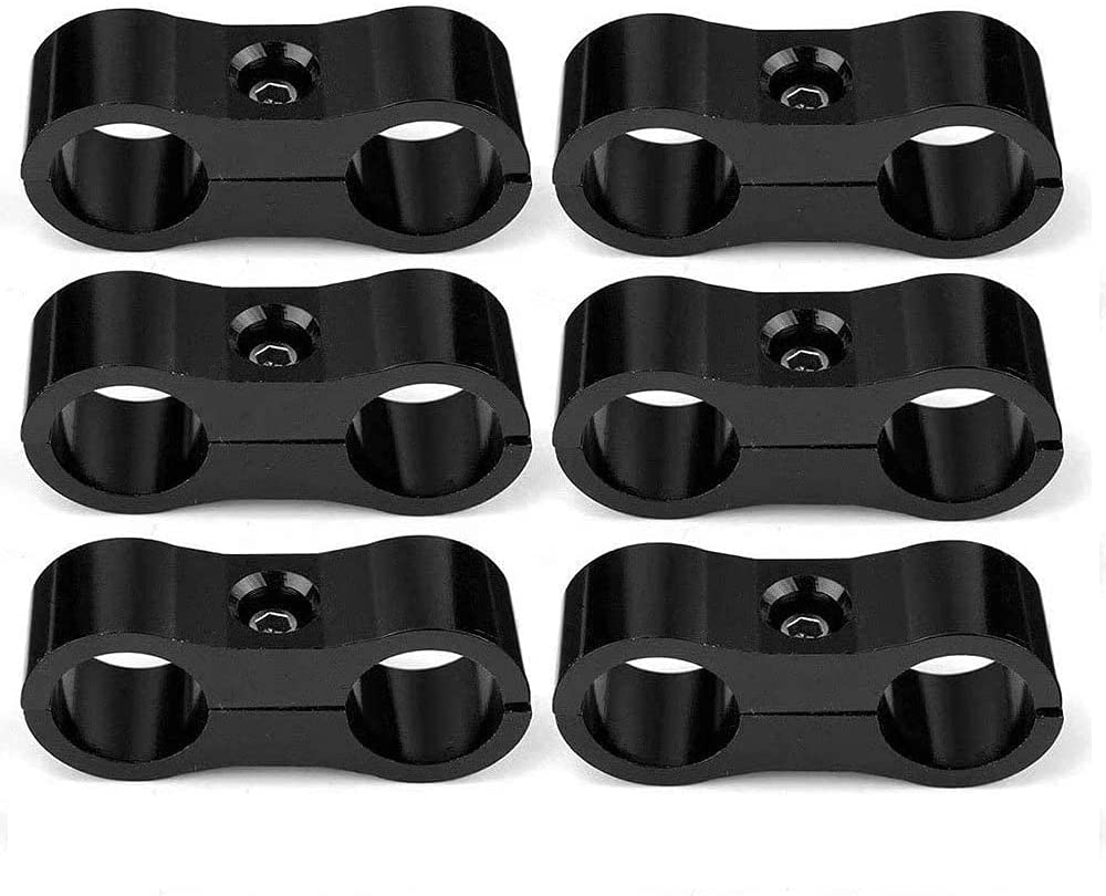 6PCS AN6 6AN Billet Aluminum Fuel Line Mounting Hose Separator Clamp for Fuel Line, Oil Hose, Brake Line, Water Pipe, Gas Line Black image number 1