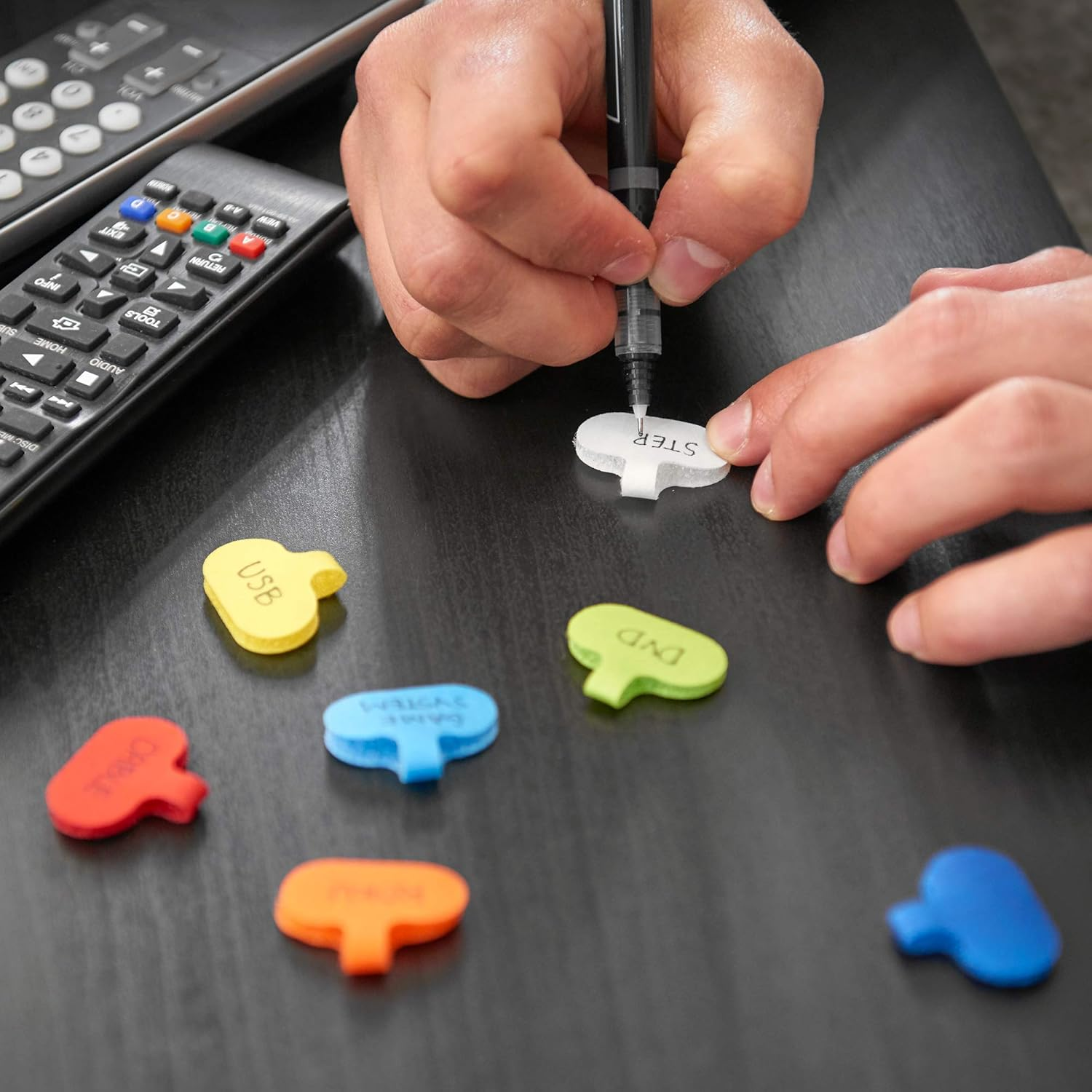 Cable Labels by Wrap-It Storage, Oval, Multi-Color (36 Pack) Write on Cord Labels, Wire Labels, Cable Tags and Wire Tags for Cable Management and Identification for Electronics, Computers and More image number 4