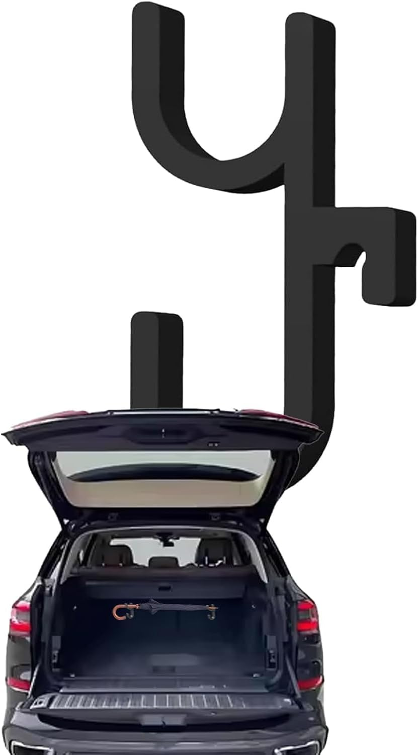Xiaaofea 2Pcs Car Umbrella Hook, Multifunctional Auto Trunk Umbrella Hangers for Car Back Seat, Visor, Truck, Boat, Stroller, Wheelchair, Golf Accessories, Heavy Duty Non-Slip Car Organizer(Black) image number 6