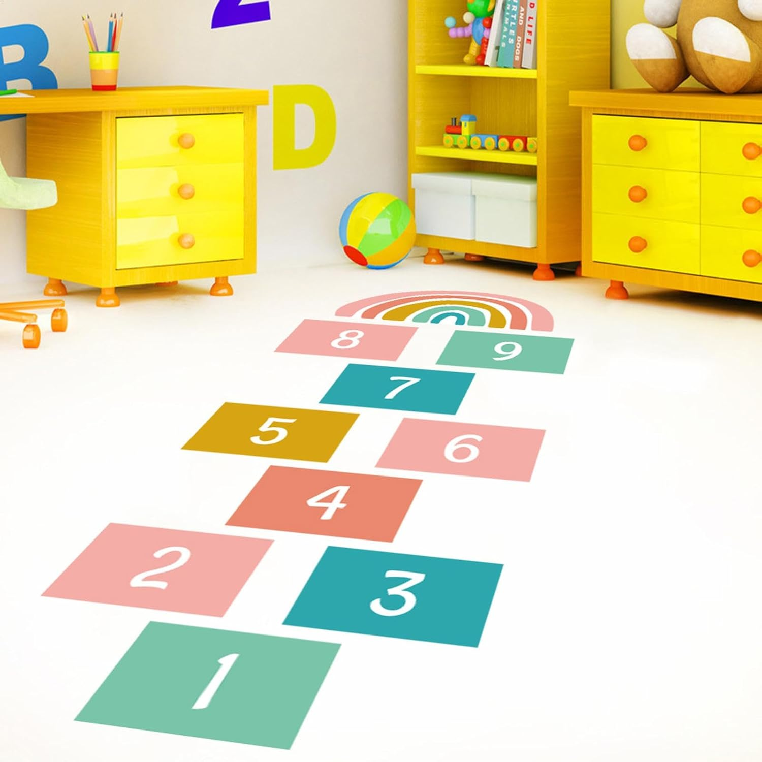 Scotchs Stickers Floor Decals - Number Decals for Hopscotchs Rugs | Wall Paper Tiles Numbers Puzzle Flooring - Path Floor Decals for Games image number 5