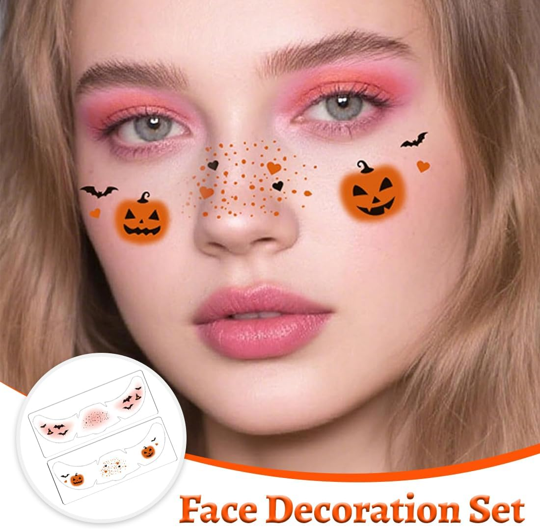 BCHKO 4 Designs Skin Friendly Face Tattoos Suitable for Women - Ideal for Halloween, Festivals, Parties, Costumes and Makeup Styling (Glitter) image number 2