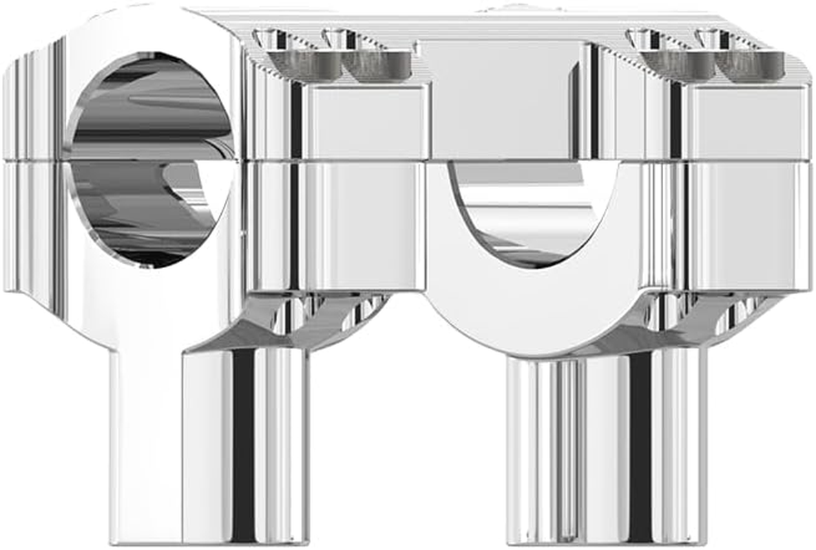 Chrome 1 1/4 Handlebar Risers with Clamping Cover Fits for Harley Davidson Softail Dyna FLS FXD Road King Tourings with 1.25" Knurl Center (Chrome) image number 1