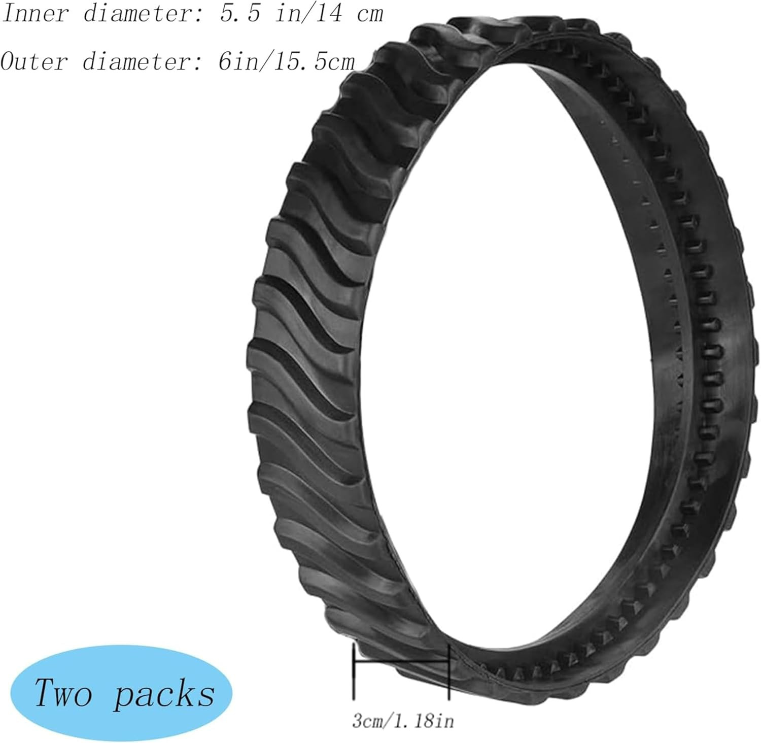 MDHWL 2-Pack Rubber Track Replacement for Zodiac MX8 Elite & MX6 Elite Pool Cleaners - R0526100 Wheel Belts for MX8 and MX6 Models image number 5