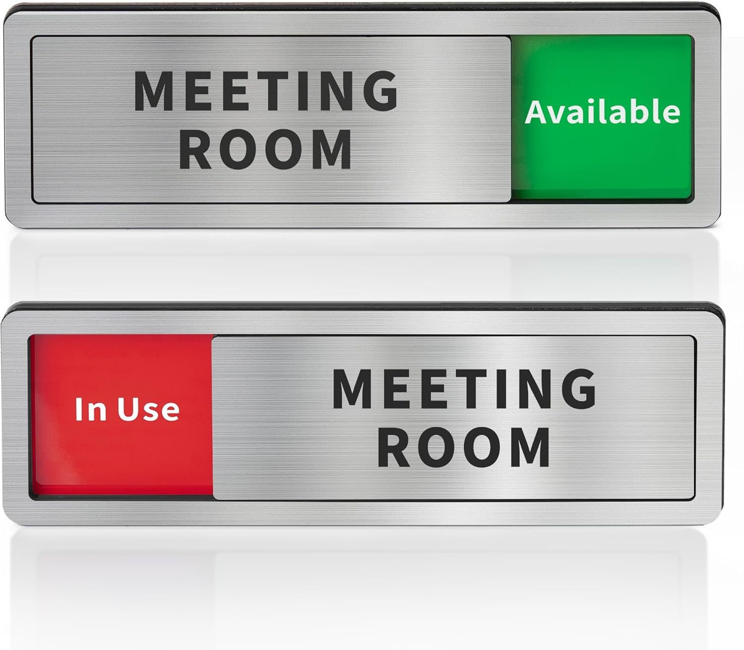 Meeting Room Sliding Door Signs Do Not Disturb, in Use/Available Slider Sign for Home Office Conference Vacant Occupied Privacy Slide Door Sign，Brushed Silver image number 1