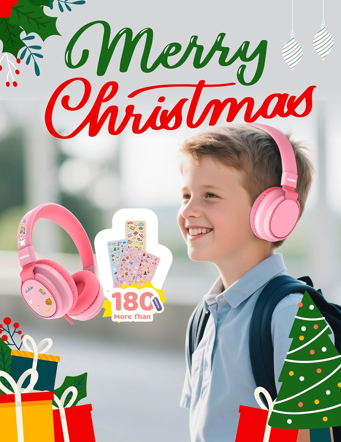 Midola Volume Limited 85/96Db Kids Headphone Over-Ear/On-Ear Foldable Sound Noise Protection Headset with Inline AUX 3.5Mm Cord W/Mic for Child School Cellphone Pad PC Notebook Pink - H01-Blue image number 4