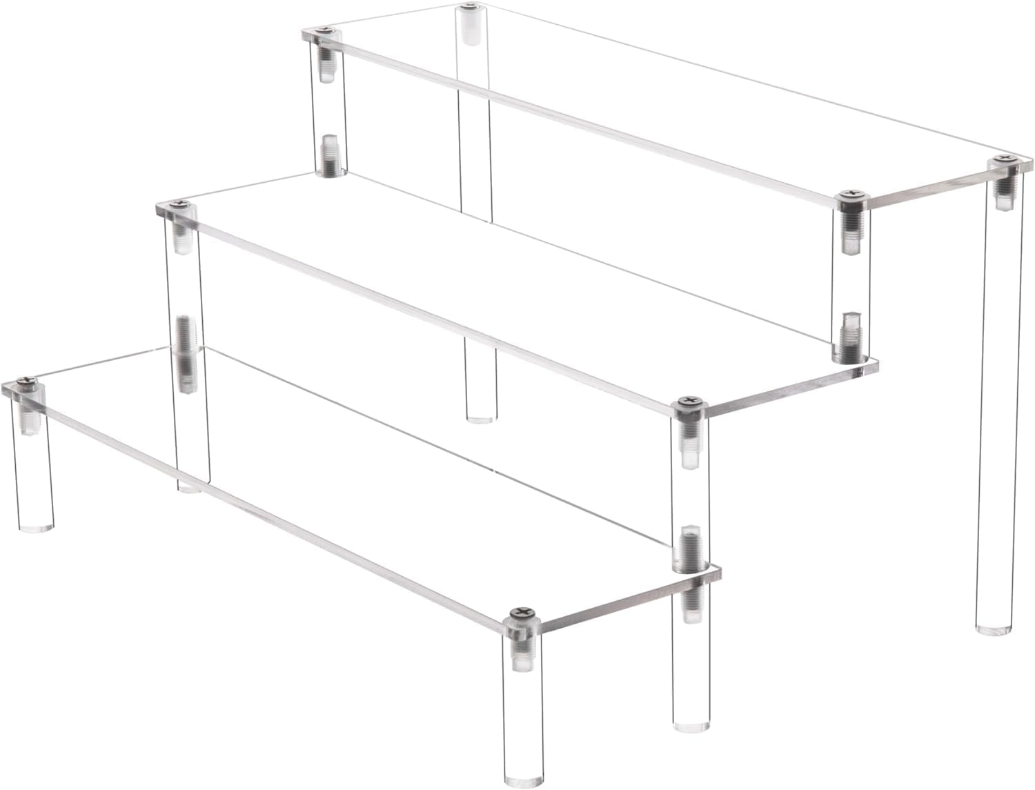 Acrylic Display Risers,3-Tier Clear Display Stand, Clear Display Riser Shelf Small Mini Display Stand for Organizer ,Party, Makeup Organization and Decoration image number 5