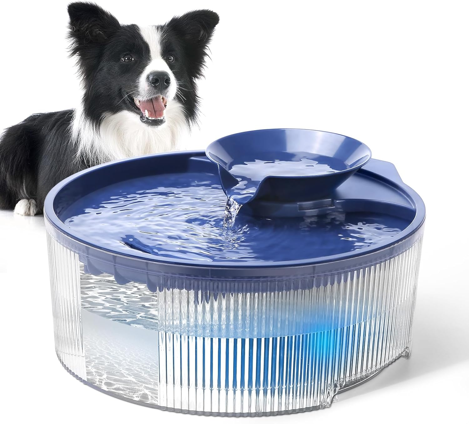 BFLICROY 170Oz/5L Dog Water Fountain, Large Extra Quiet Pet Water Fountain, Automatic Dog Water Bowl Dispenser with LED Light, Multi-Filtration Cat Water Fountain for Dogs and Pets image number 1