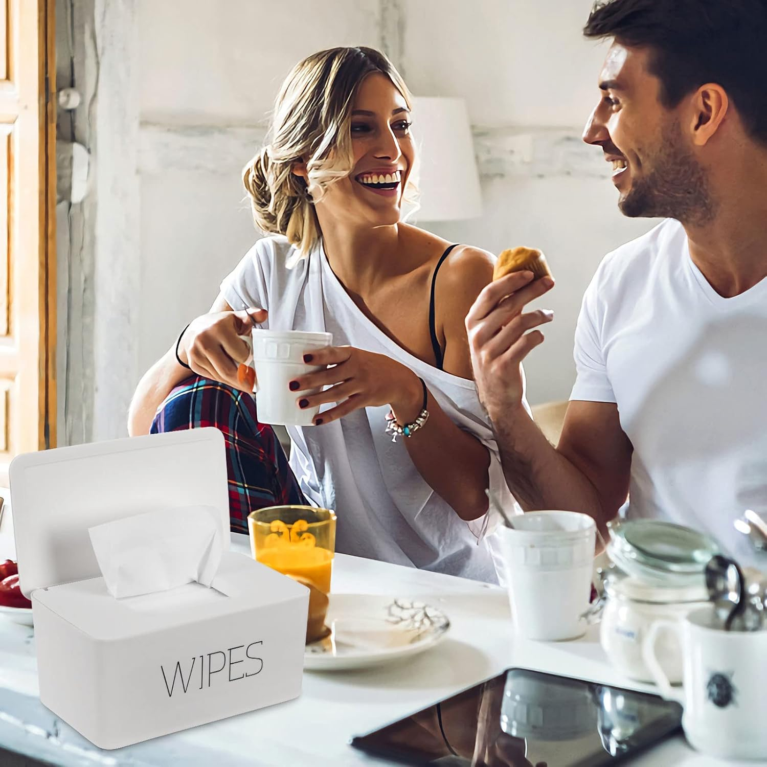 NOVWANG Wipes Dispenser, Large Capacity Baby Wipe Holder(8.3L X 4.9W X 3.9H Inches) Refillable Wipes Container with Sealing Design Baby Wet Wipes Dispenser for Bathroom Home Office Car image number 4