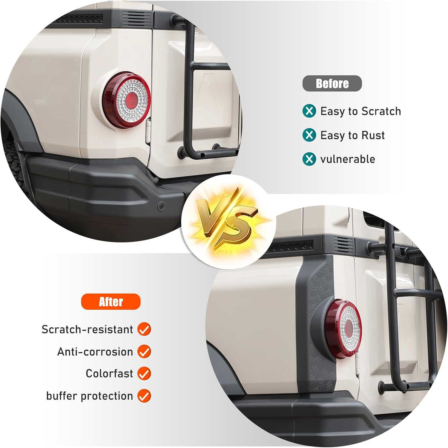 Tumukiw 2PCS Rear Door Armor Corner Guards Compatible with INEOS Grenadier 2022-2025 Accessories, Tail Light Cover Guards Protector Rear Quarter Panel Textured Black Decoration image number 3