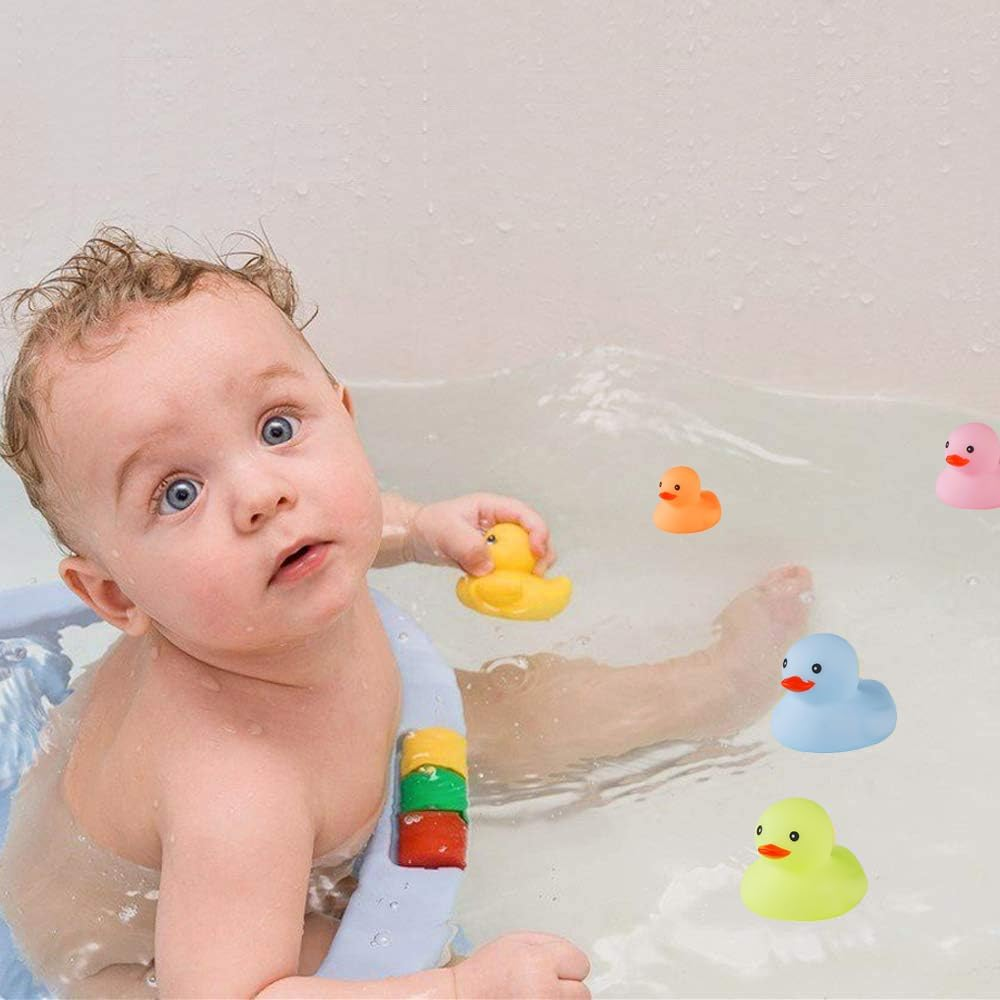 Bath Duck Toys 30 PCS Mini Rubber Ducks Squeak and Float Duckies Baby Shower Toy Party Decoration for Toddlers Boys Girls (1.8''-30Pcs) image number 3