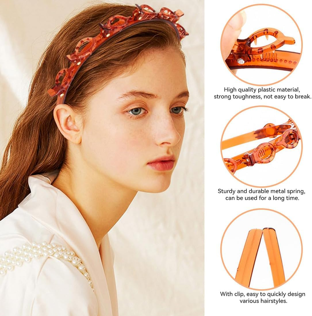 GGUFAY - 2 Headbands with Clips - Black and Brown - Multifunctional for Sports, Make-Up, Leisure and Everyday Use - Ideal for Frontal Hair and Princesses - Hairstyles