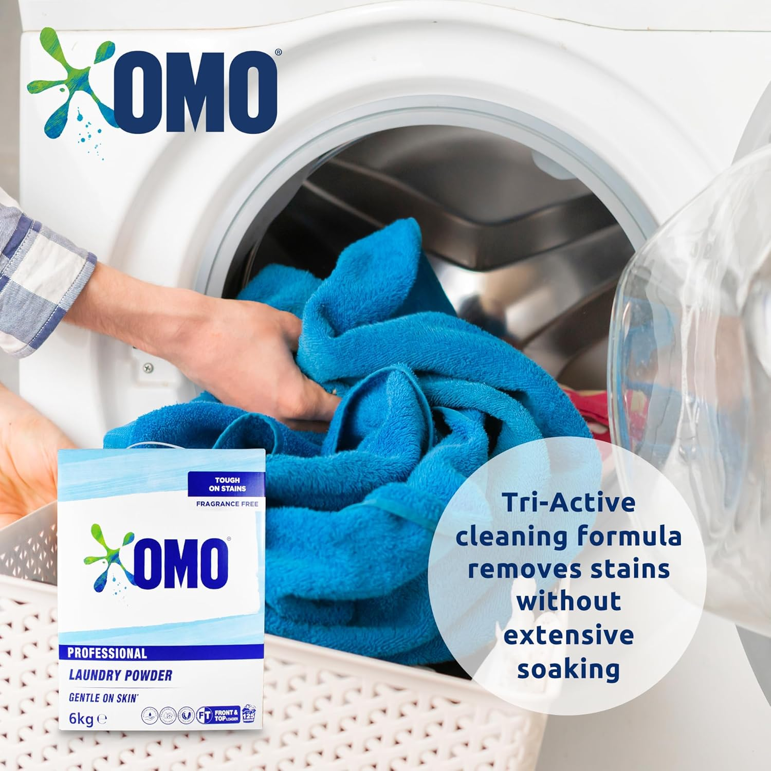 OMO Professional Laundry Powder Sensitive - 6Kg - Fragrance and Dye Free - Gentle on Skin, Tough on Stains - Contains Biodegradable Enzymes - Dermatologically Tested image number 1