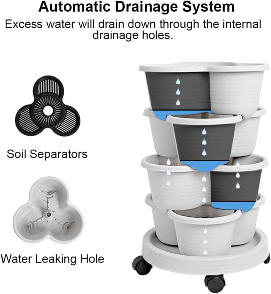 5-Tier Vertical Garden Planter with Wheels &ndash; Stackable Planters for Strawberries, Herbs, Vegetables, Flowers &ndash; Indoor Outdoor Gardening Tower with Tools image number 2