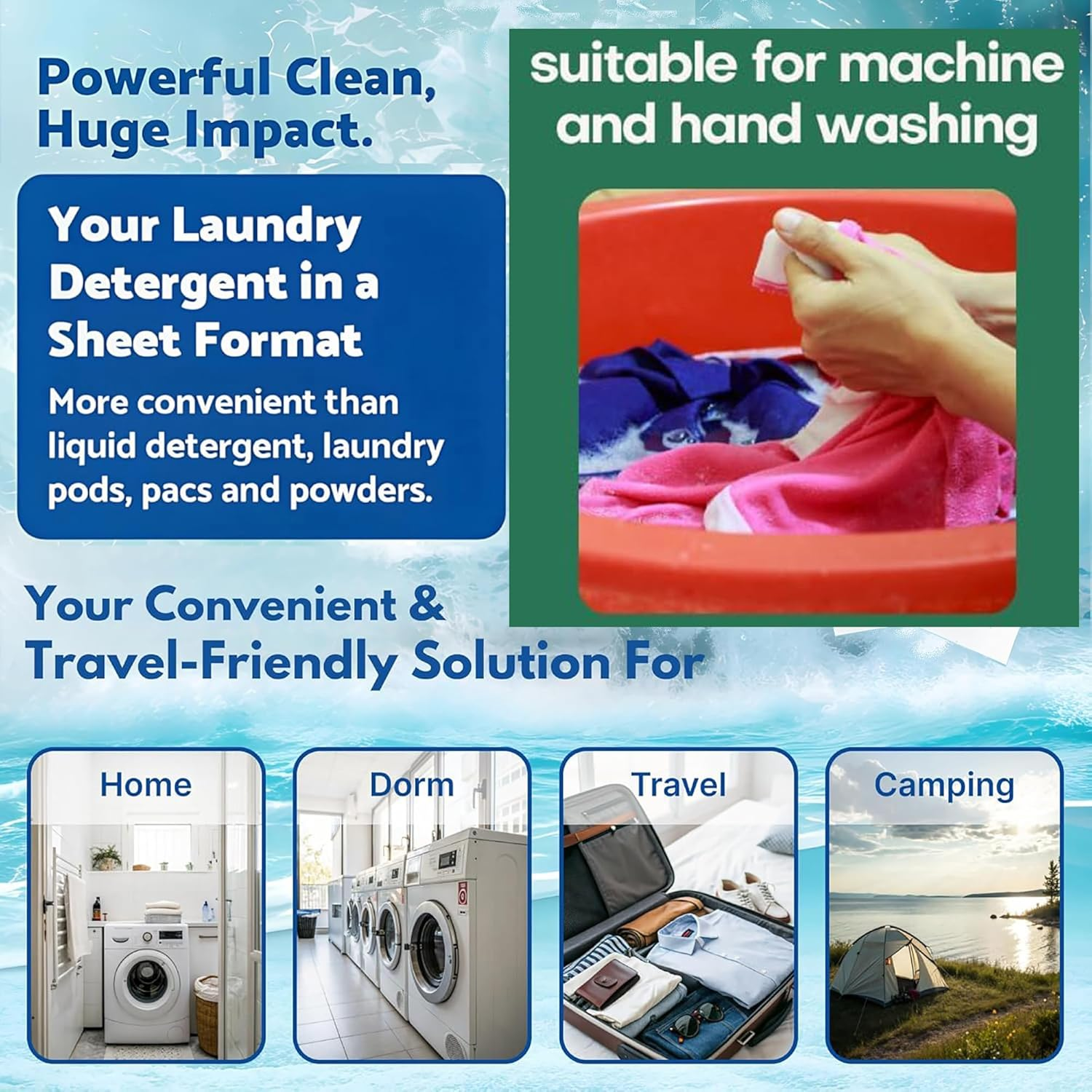Sknet Australian Eco-Friendly Laundry Detergent Sheets -60 Loads | Plastic-Free, Biodegradable| Fresh Linen Scent |Travel-Safe & Hypoallergenic| Zero Waste, Liquidless Washing Strips|All Washer Types image number 1